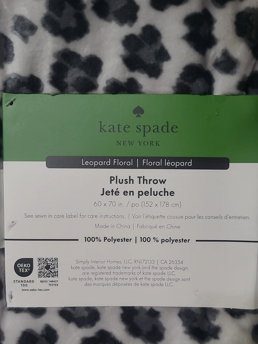 Kate Spade Leopard Floral Plush Throw